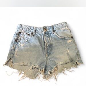 Zara Light Blue Distressed Jean Shorts